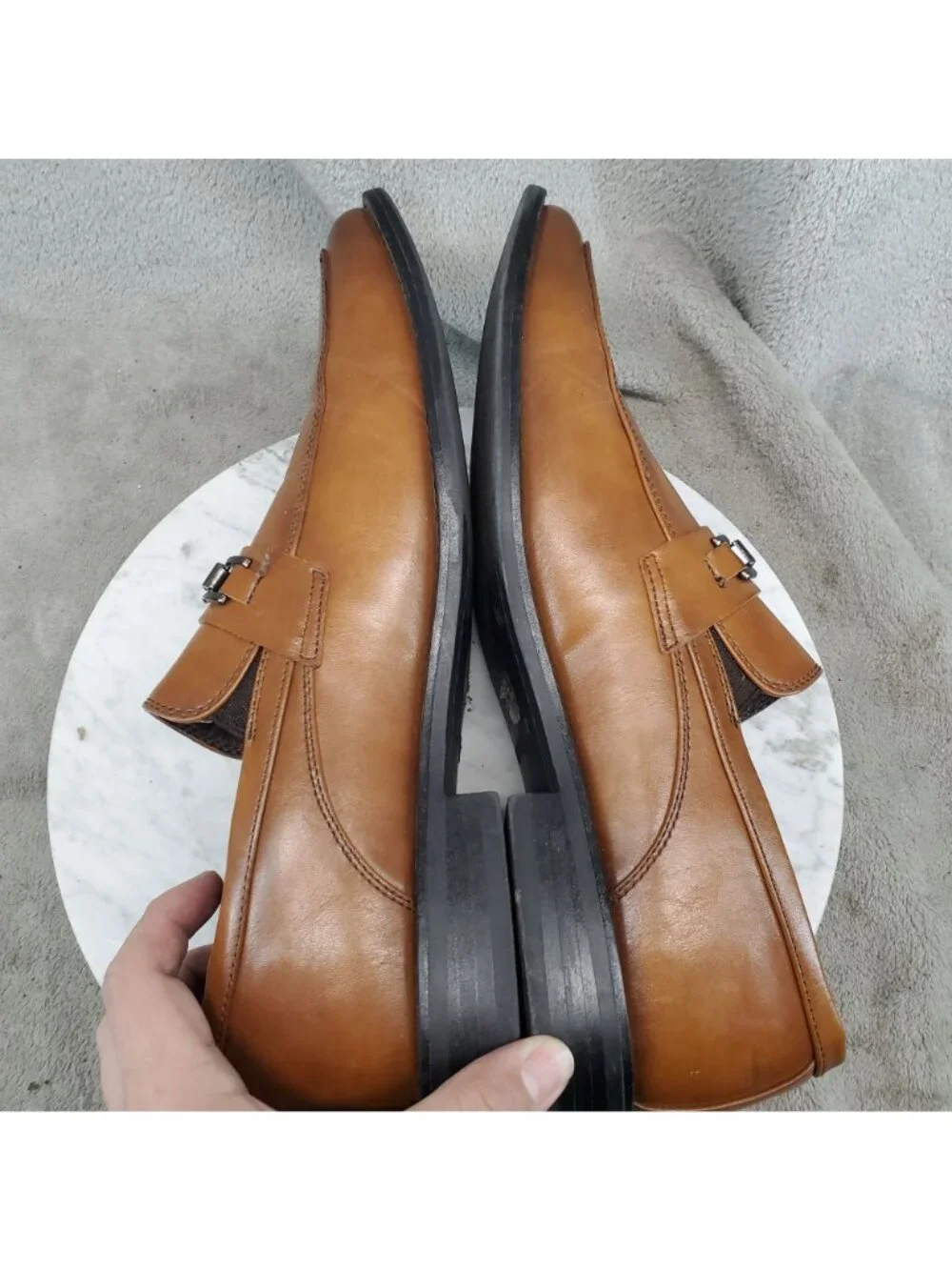 Bonafini Shoes Mens Size 10.5 Brown Leather Classic Slip On Loafer *Read*